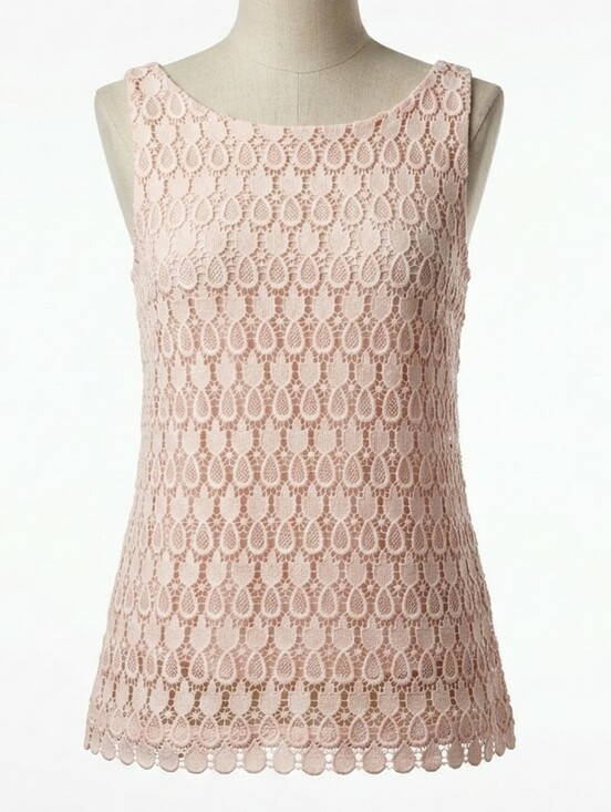 Ann Taylor Tops - Ann Taylor Peach Blush Pineapple Crochet Lace Sleeveless Top MEDIUM Coquette